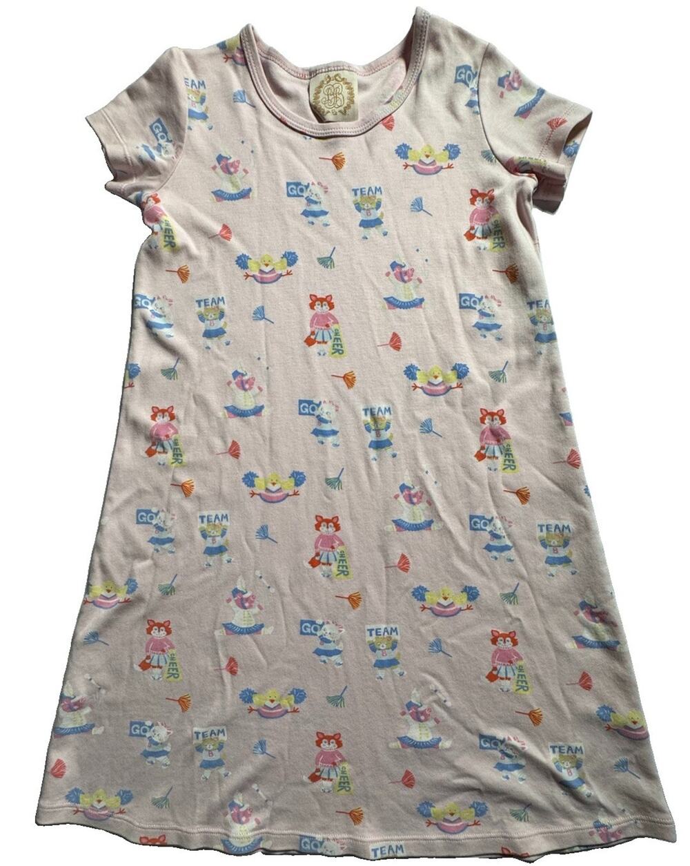 The Beaufort Bonnet Company Girls 11 Pima Cotton Cheer Print Dress Pink TBBC